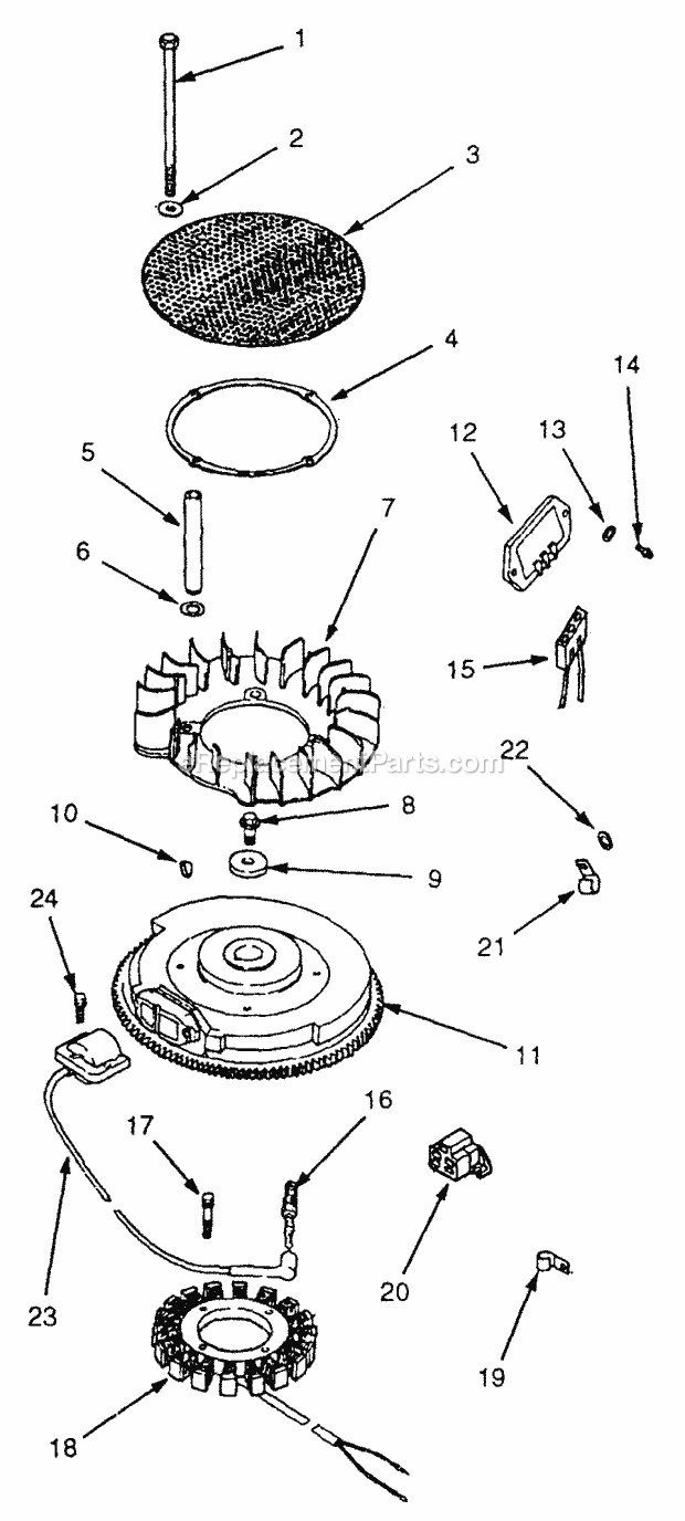 20hp Ignition, Electrical And Flywheel Diagram and Parts List for Z54 53AC385K100 Cub Cadet Lawn Mower
